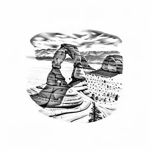delicate arch monument  tattoo design idea
