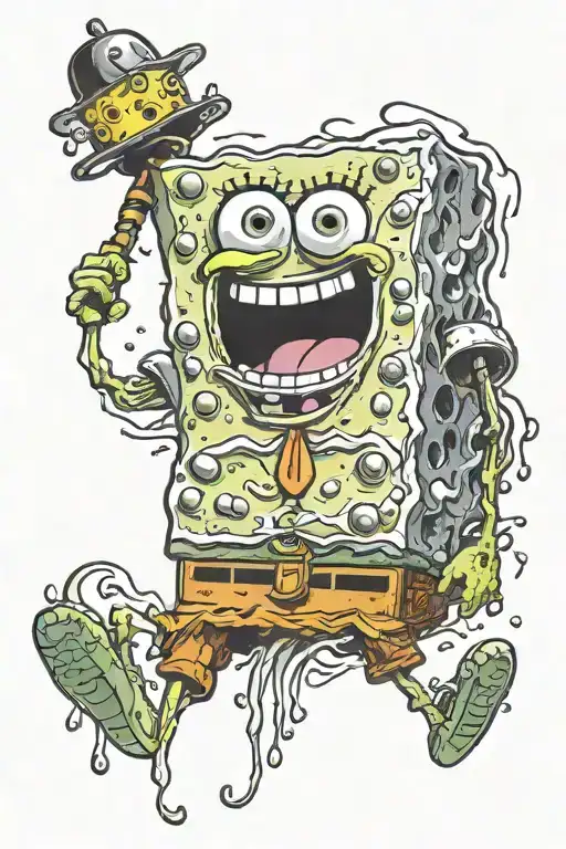 cursed spongebob tattoo design idea