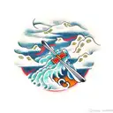 Kayak down a mountain with a cross in the clouds tattoo design idea