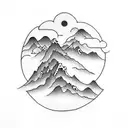 Kayak down a mountain with a cross in the clouds tattoo design idea