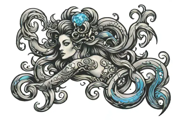 Aquarius zodiac sign tattoo design idea