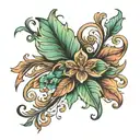 arabesque with leaf tattoo design idea