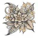 arabesque with leaf tattoo design idea