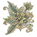 arabesque with leaf tattoo design idea