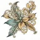 arabesque with leaf tattoo design idea