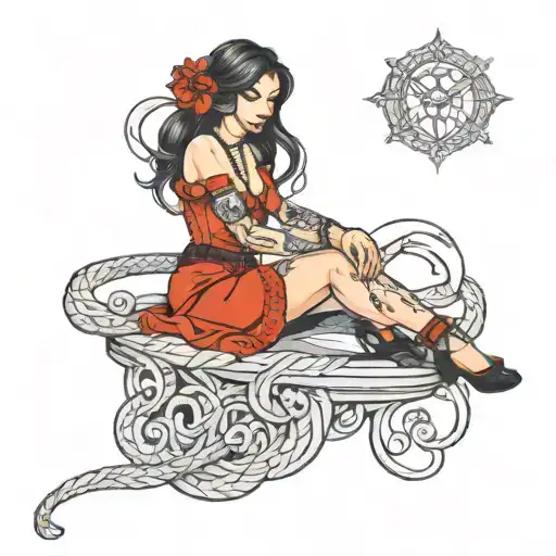 girl in lacey bondage tattoo design idea
