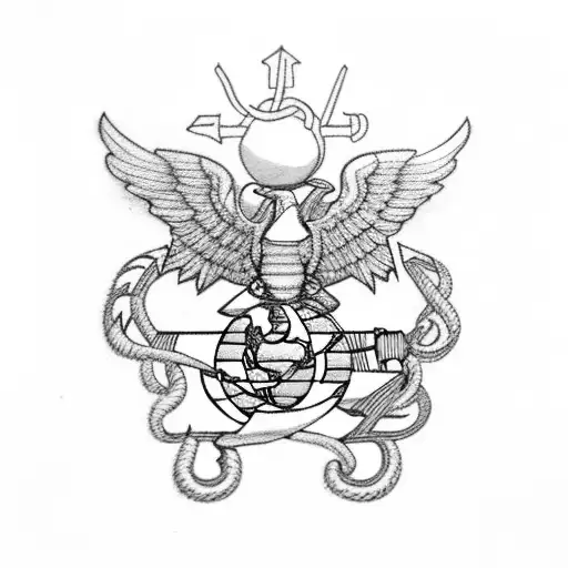marine corps, powerlines, big game hunting tattoo design idea