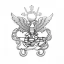 marine corps, powerlines, big game hunting tattoo design idea