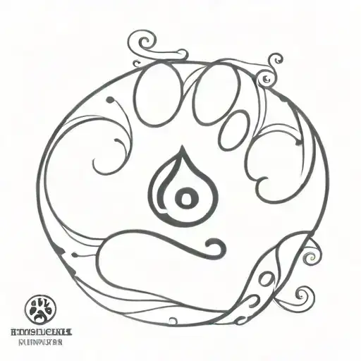 A minimalist tattoo of a pet paw print with a musical note inside, combining your love for animals and music tattoo design idea