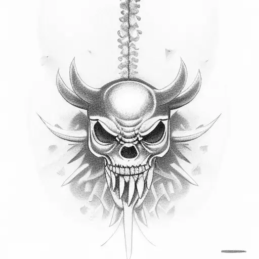 Demon with popcorn nipples tattoo design idea