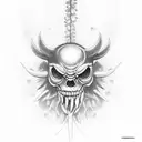 Demon with popcorn nipples tattoo design idea