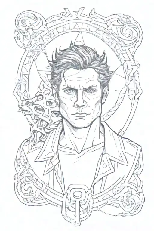 style in the form of the TV series supernatural, black white, on the forearm tattoo design idea