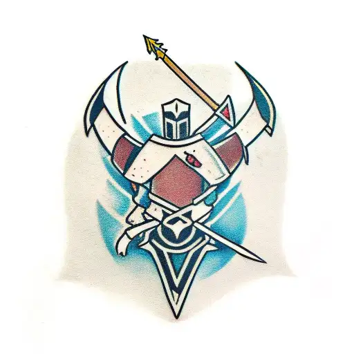 fallen knight with arrows in his back tattoo design idea