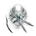 knight killed by arrows tattoo design idea