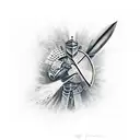 knight killed by arrows tattoo design idea