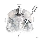 knight killed by arrows tattoo design idea