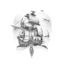 A pirate ship tattoo design idea