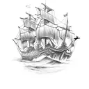 A pirate ship tattoo design idea