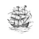 A pirate ship tattoo design idea
