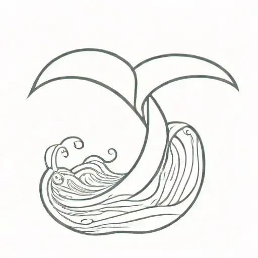 A stylized whale tail design with LJH initials hidden within the waves, creating a subtle and sophisticated tattoo tattoo design idea