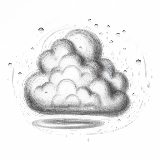 Rain Cloud with the name "Lluvia" spelled with rain drops tattoo design idea