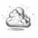 Rain Cloud with the name "Lluvia" spelled with rain drops tattoo design idea