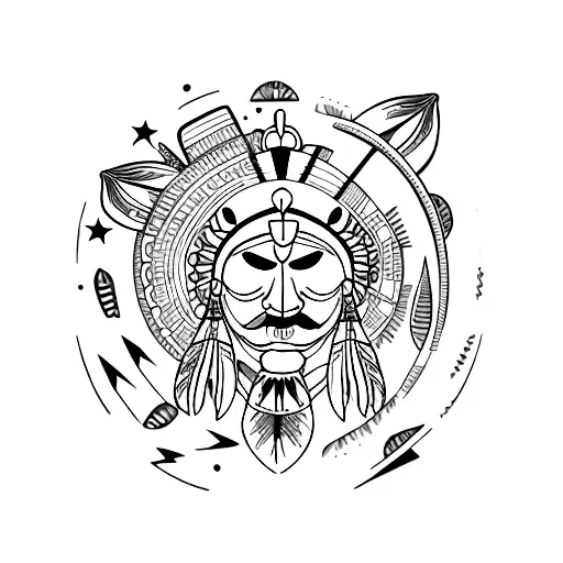 cowbody and Indians tattoo design idea