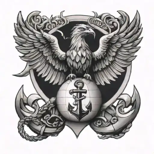 eagle globe and anchor  tattoo design idea