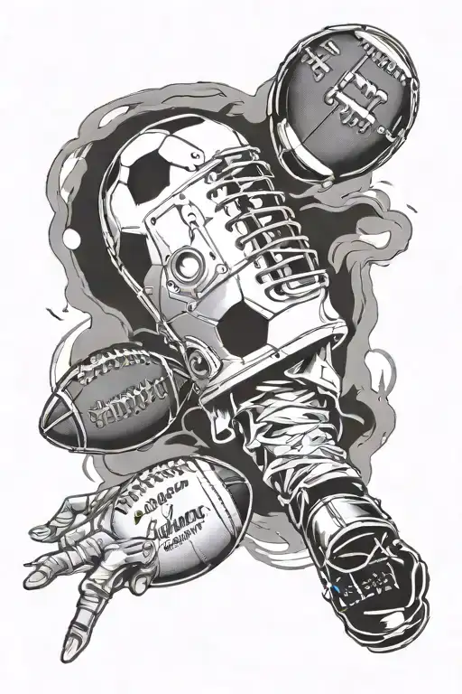 A tattoo design combining elements of Michael Jackson's iconic glove and a football to represent your love for music and sports tattoo design idea