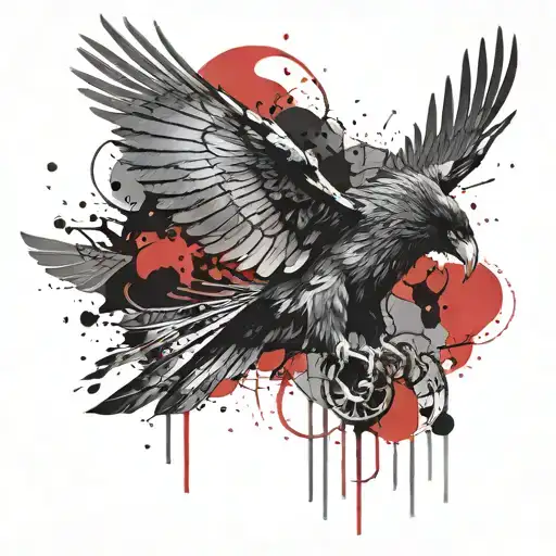 rotten wings flying raven flying tattoo design idea