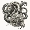 combined zodiac signs Leo and Scorpio with numbers 224 tattoo design idea