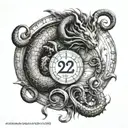 combined zodiac signs Leo and Scorpio with numbers 224 tattoo design idea