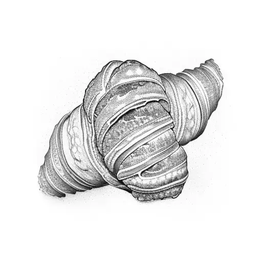 Croissant anatomy in dotwork style tattoo design idea