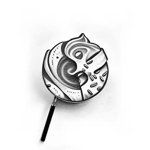 Whimsical latte art croissant tattoo design idea