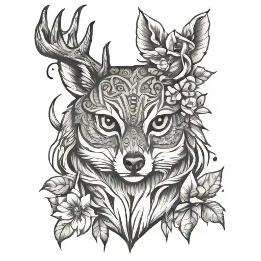 deer owl fox bear realistic tattoo design idea