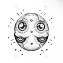 many eye balls with strange looking, line art tattoo design idea