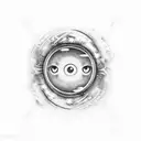 many eye balls with strange looking, line art tattoo design idea