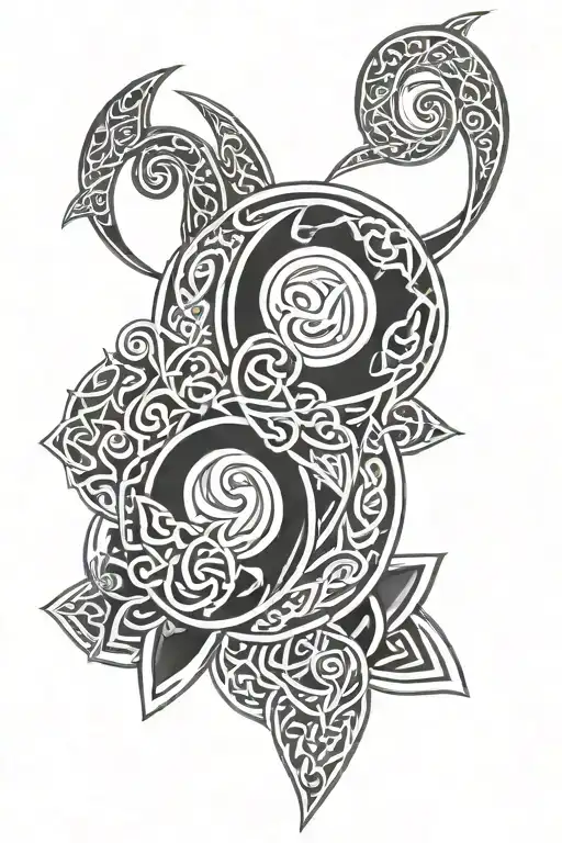 male, full back, geometric, triskellion, tribal, celtic knotwork, squares, bold lines, lotus flower, triskellion tattoo design idea