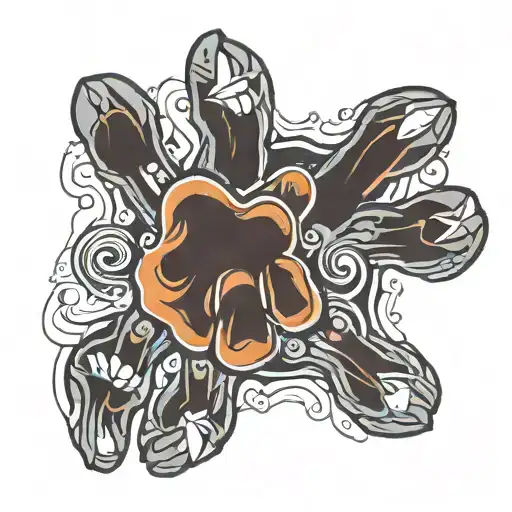 dog paw and hand tattoo design idea