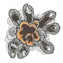 dog paw and hand tattoo design idea