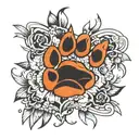 dog paw and hand tattoo design idea