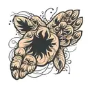 dog paw and hand tattoo design idea