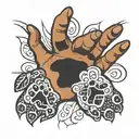 dog paw and hand tattoo design idea