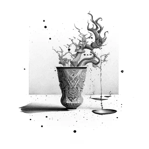 broken vase pouring out tattoo design idea