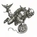 skydiver free falling dark chakra symbols heavy metal tattoo design idea