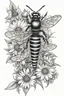 bumble bee dragonfly daisy chain tattoo design idea