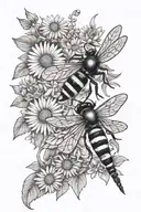 bumble bee dragonfly daisy chain tattoo design idea