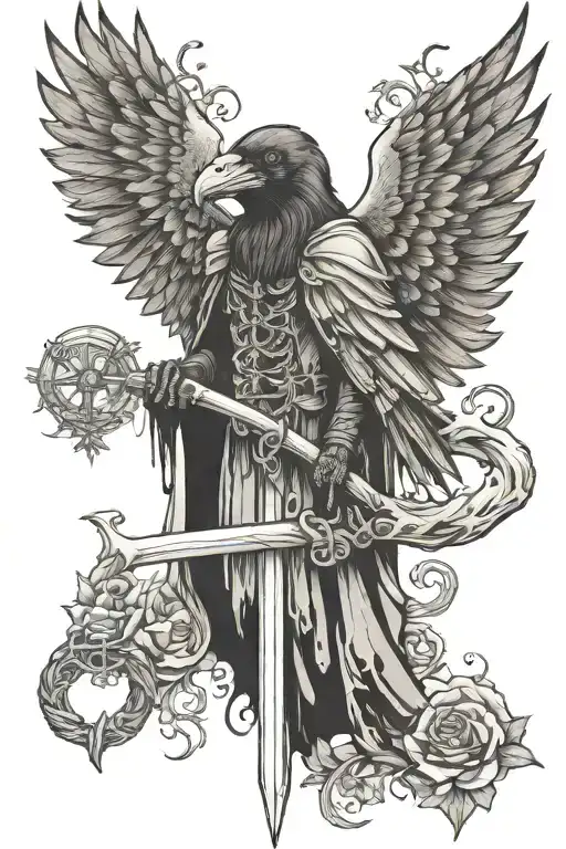 Raven Grim Reaper tattoo design idea