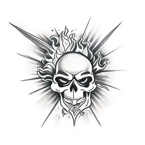 skull flame tattoo design idea