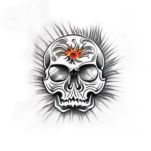 skull flame tattoo design idea